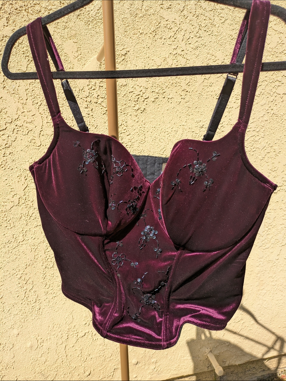 Cacique Deep Plum Embroidered Satin Camisole Sz 40D